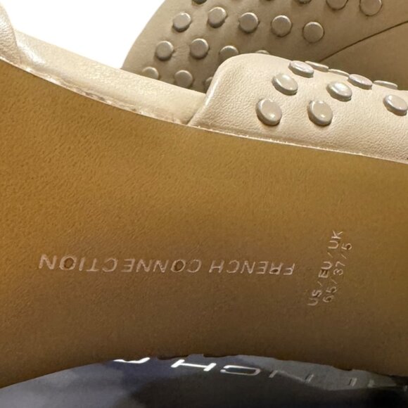 NEW French Connection Studded Pointed Toe D’Orsay Heels 6.5 Nude Cement Vegan - Picture 6 of 11